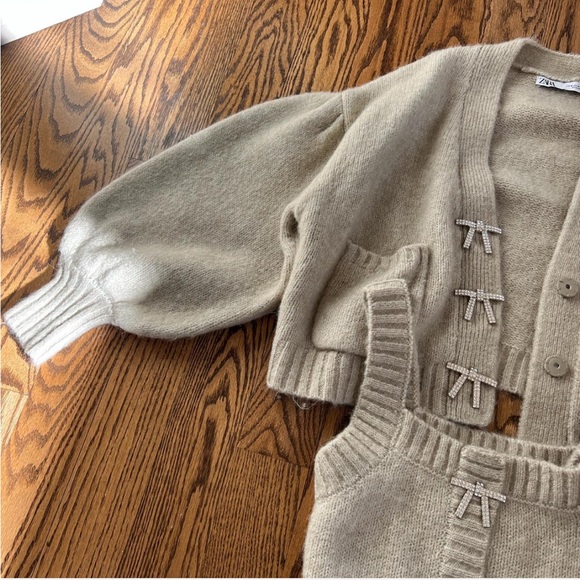ZARA Crystal Bow Cardigan and Crop Tank Top | Size M - Picture 2 of 6